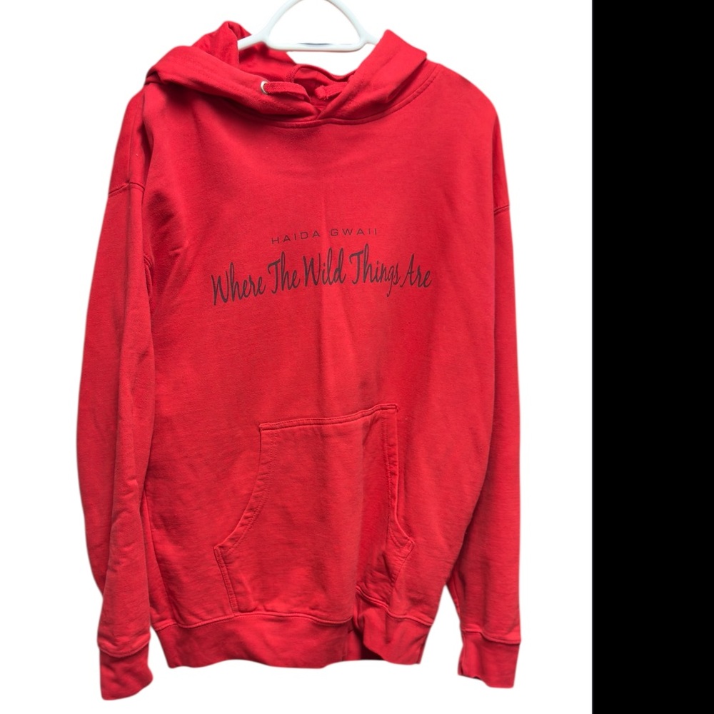 Unisex Red Hoodie by Independent Trading Company, Haida Gwaii, Size L